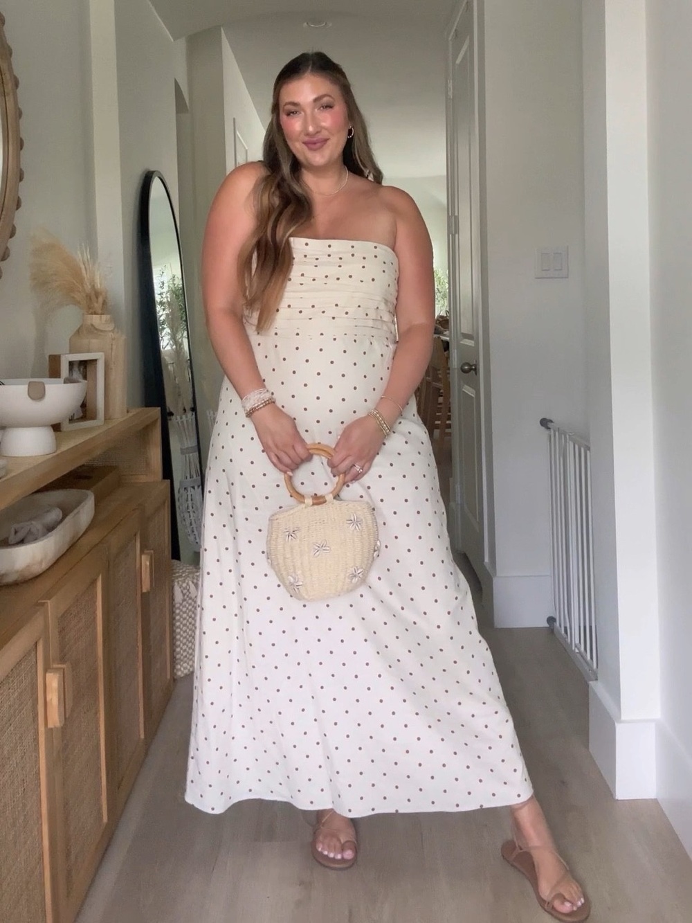 Abercrombie & Fitch Cream Smocked Strapless Top